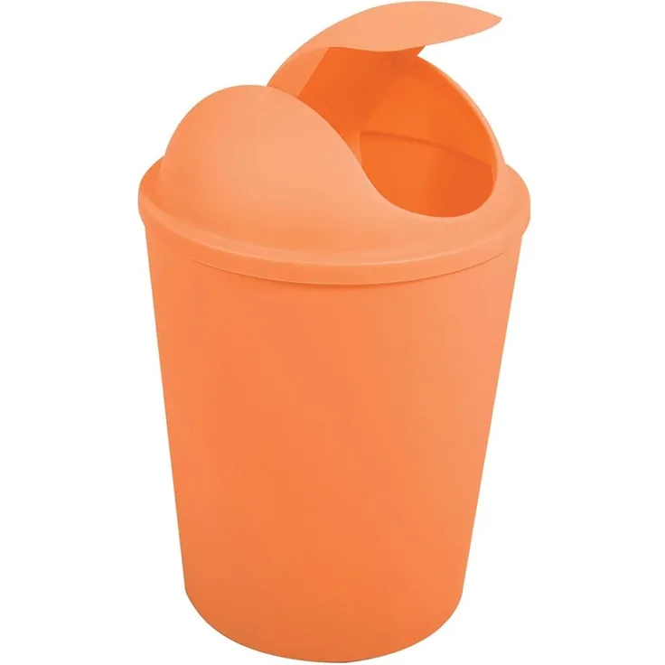 MSV Kosmetikeimer Abfalleimer Schwingdeckeleimer 5,5 Liter Kunststoff Orange
