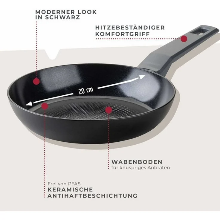 FACKELMANN Pfanne 20cm Statement – Keramik beschichtete Pfanne - Recyceltes Aluminium mit Antihaft-Beschichtung, Wabenbodenstruktur – Für alle Herdarten inklusive Induktion, PFAS-frei – Bild 4
