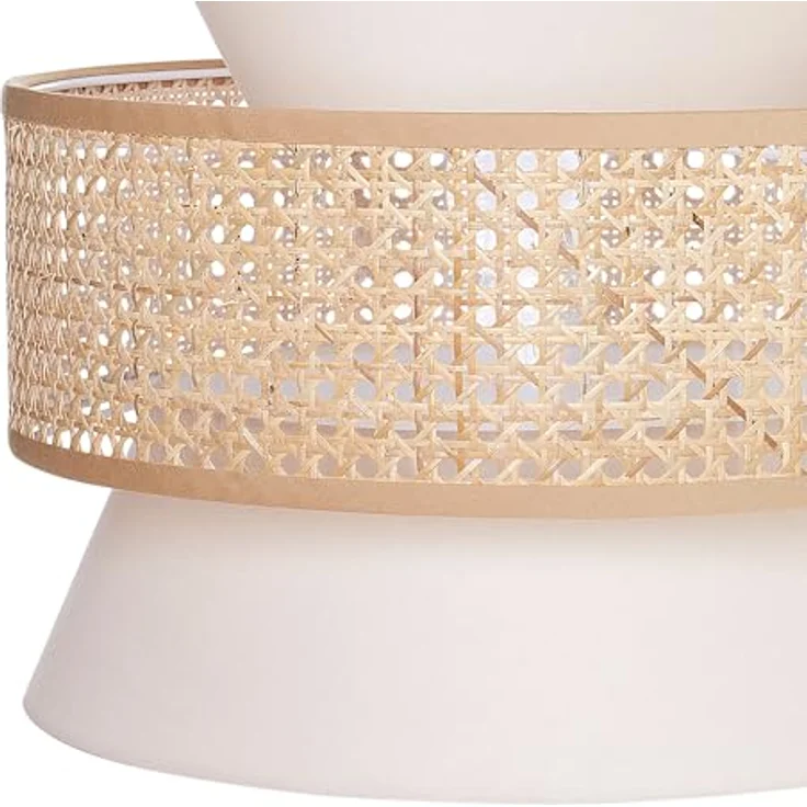 Beliani Hängelampe Beige und Naturfarben Rattan, 1-Flammig in Kegelform, Modern Boho für Wohnzimmer und Esszimmer – Bild 4