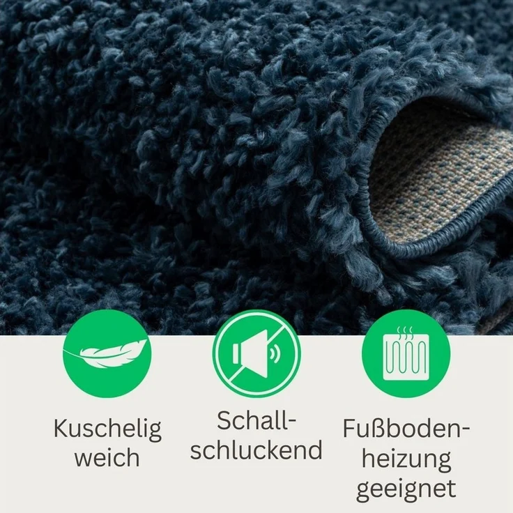 Wohnando Teppich MY-RUG Hochflorteppich Shaggy Star 100x100cm, rund, Höhe: 38 mm, einfarbig, leicht glänzend, extra flauschig – Bild 3