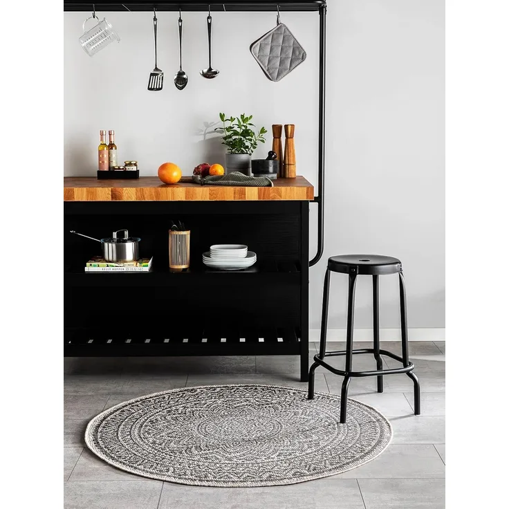 benuta Outdoorteppich Cleo, rund, Höhe: 5 mm, Teppich Wohnzimmer, Schlafzimmer, Esszimmer, Flur, Kunstfaser, Cozy