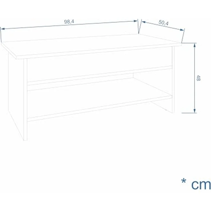 KOMTO Couchtisch Höhenverstellbar Wohnzimmertisch mit Stauraum Aufklappbar Sofatisch (Kaffeetisch Stubentisch, Spanplatte, Coffee Table Tokyo 98,4 x 50,4 x 48 cm) – Bild 4