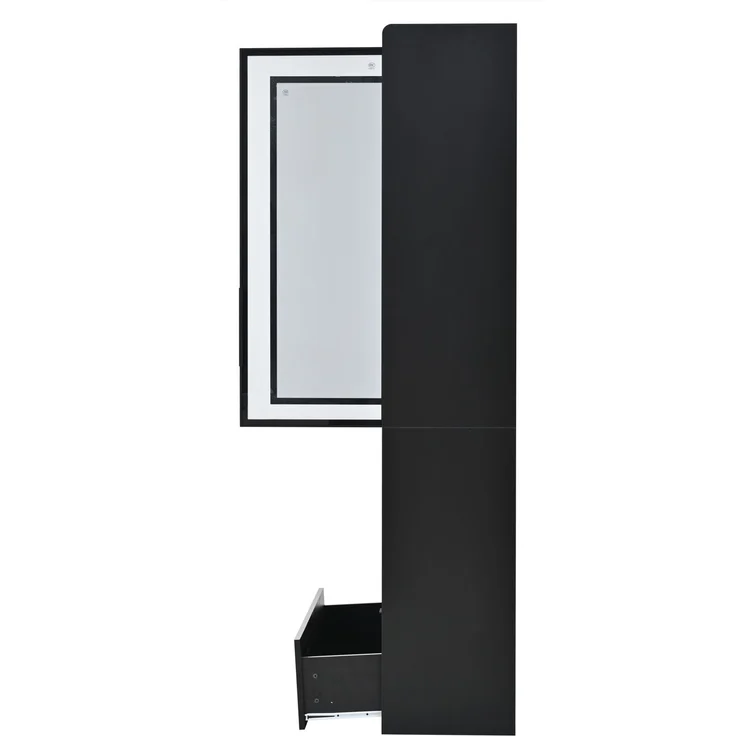 Vitrine B 80 x T 34 x H 180 cm aus MDF und Glas mit LED-Beleuchtung, Schwarz – Bild 5