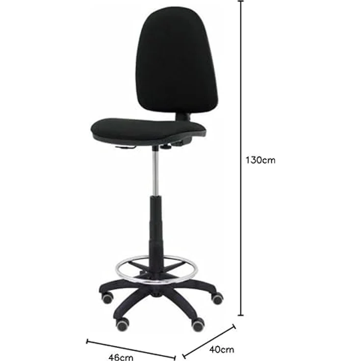 Piqueras y Crespo T04CP – ergonomischer Hocker, höhenverstellbar, Ring zum Abstützen der Füße, Rollen Schwarz – Bild 3