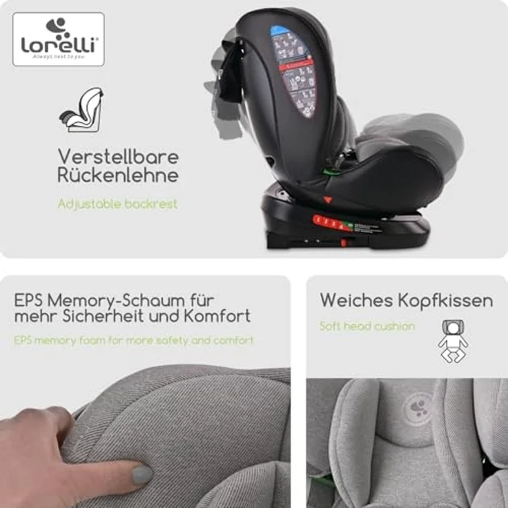 Lorelli i-Size Kindersitz Nebula (40-150cm) Isofix, 360° drehbar, verstellbar hellgrün – Bild 4
