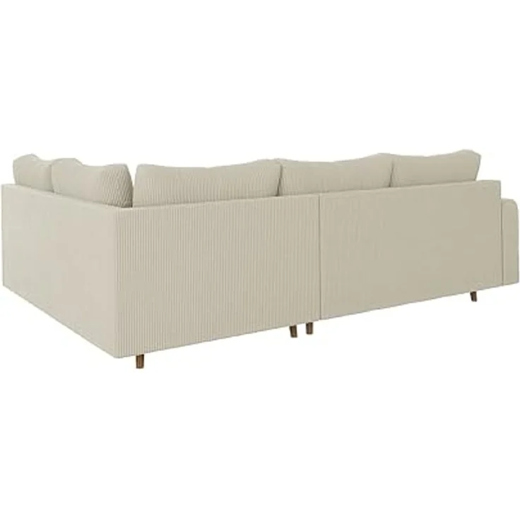 S-Style Möbel Ecksofa Zara mit Braun Holzfüßen im skandinavischen Stil aus Cord-Stoff, Ottomane links oder rechts bestellbar, mit Wellenfederung – Bild 5