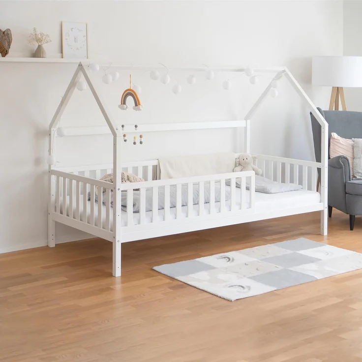 Ehrenkind Hausbett Livo aus massivem Buchenholz in verschiedenen Größen (FSC® zertifiziertMontessori Kinderbett, Jugendbett, 90x200), höhenverstellbar – Bild 4