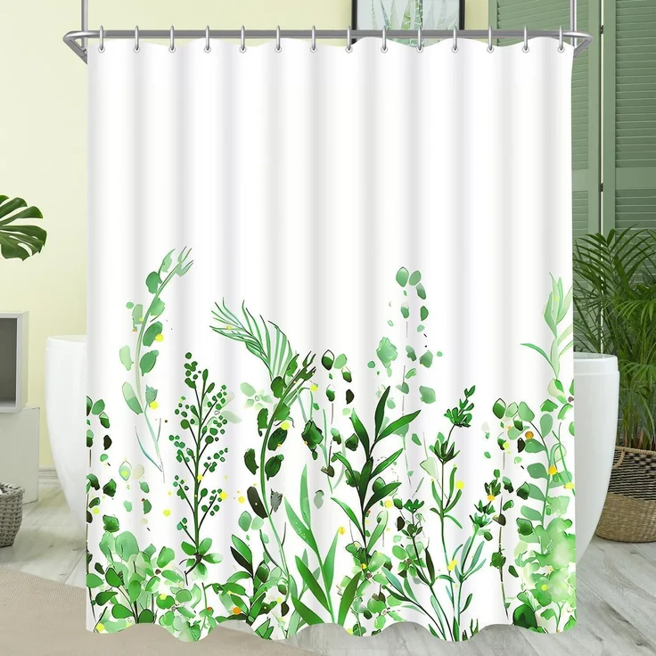 Duschvorhang Blumen 100x200cm Antischimmel Textil Wasserabweisend Badevorhang – Bild 1