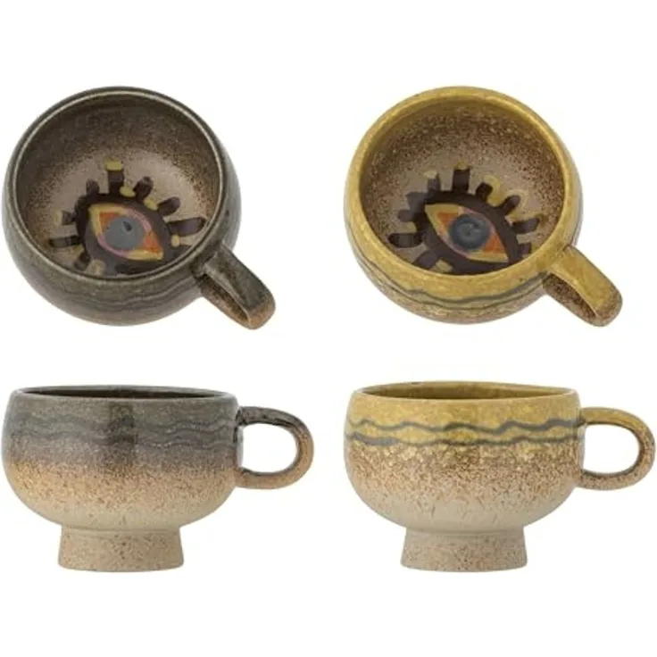 Bloomingville Tasse Bloomingville Oculus Tasse, Braun, Steingut 2er Set, Steingut