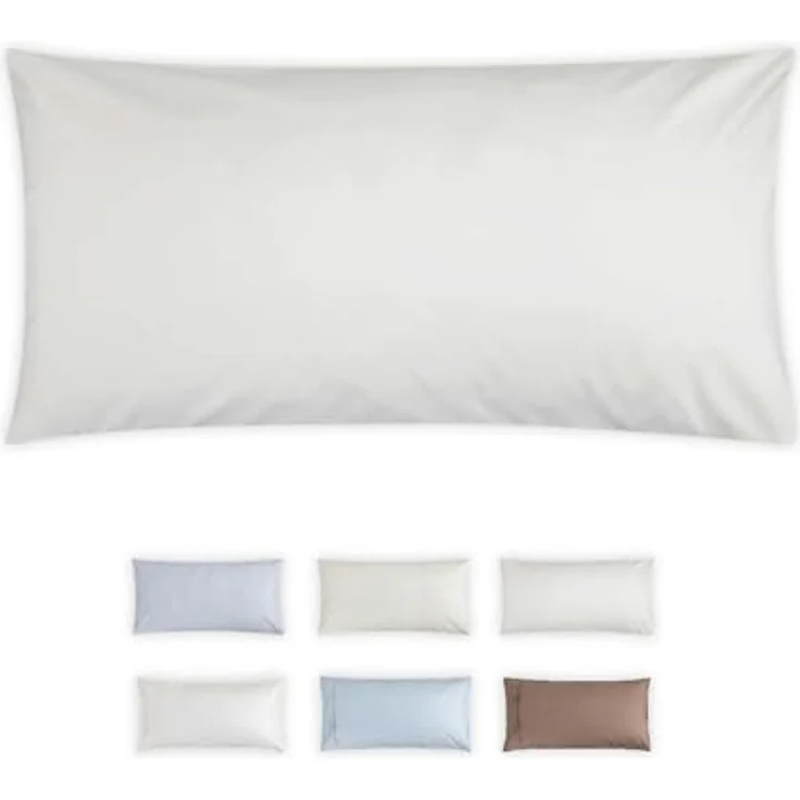 MELAWEAR Perkal Kopfkissen Bezug 40 x 80 cm – 100% Bio Baumwolle, GOTS & Fairtrade, Grüner Knopf, Weiß, Hotelverschluss – Bild 1