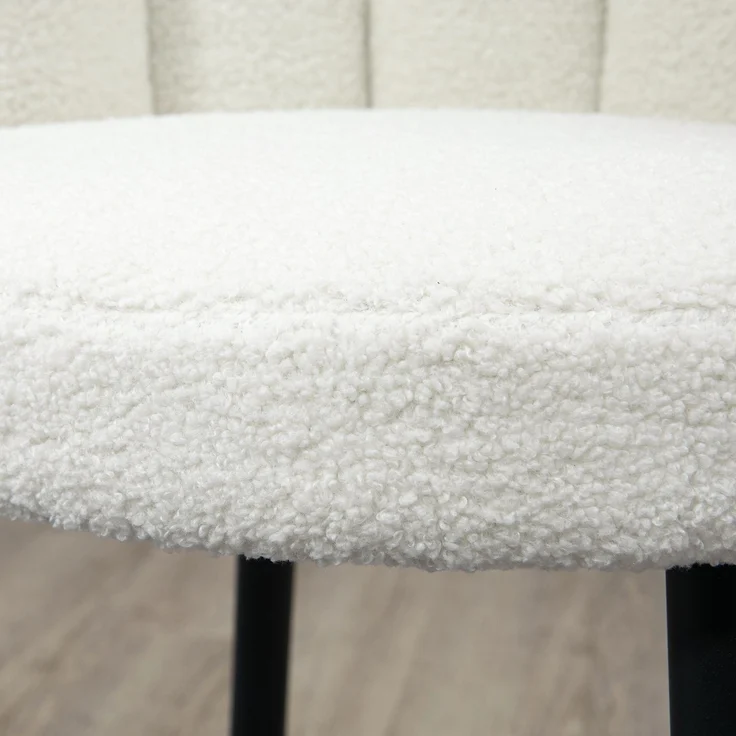 2er-Set Barhocker mit Fußstütze, Stahlgestell, Stoffbezug in Schlingwolle-Optik, Höhe 65 cm, cremefarben-schwarz – Bild 9