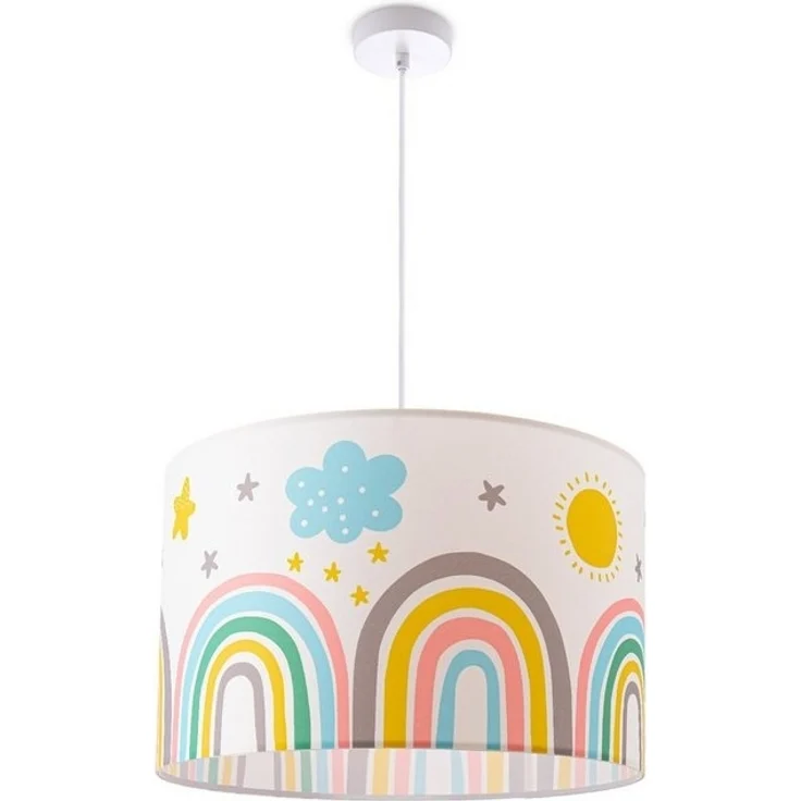 Paco Home Pendelleuchte Tweet 462, ohne Leuchtmittel, Lampe Kinderzimmer Deckenlampe Regenbogen Sonne Wolken Sterne E27 – Bild 4