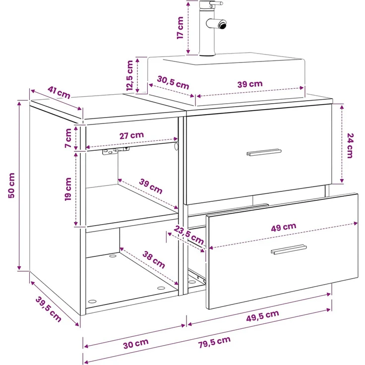 vidaXL Badezimmerschrank-Set 2 stk. Schwarz Eichen-Optik 3403889 – Bild 10