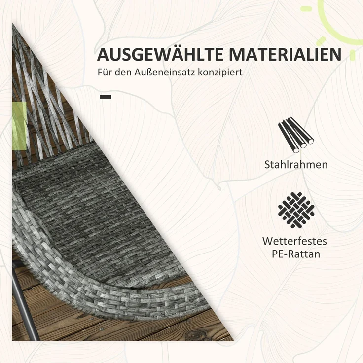 3-teiliges Balkonmöbel-Set mit klappbarem Tisch und 2 Stühlen, Ø46x43 cm, Grau – Bild 4