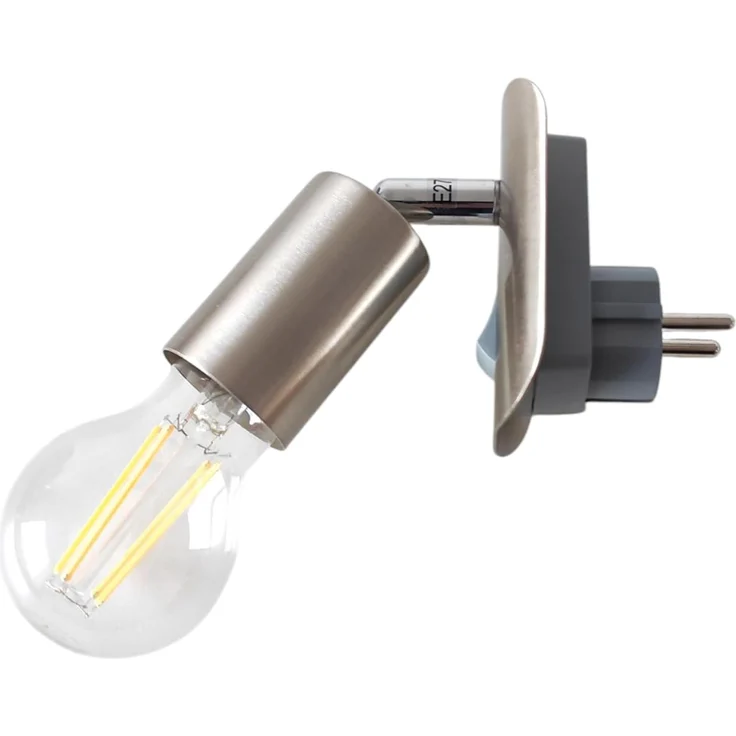 TRANGO LED Steckdosenleuchte, 11-060 LED Steckerleuchte inkl. 1x 8 Watt 3000K warmweiß E27 LED Leuchtmittel in Nickel matt *ANNA*, Wandleuchte, Leselampe, Küchenlampe, Wandleuchte, Leselampe, Küchenlampe, Nachtlicht, Wandlampe – Bild 3