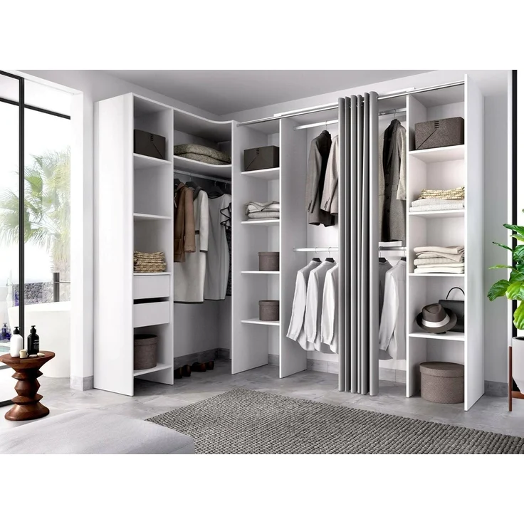 Dmora - Großer Kleiderschrank Bestone, Schlafzimmermöbel, Schrank, Garderobe, 234x141 h205 cm, Weiß – Bild 1