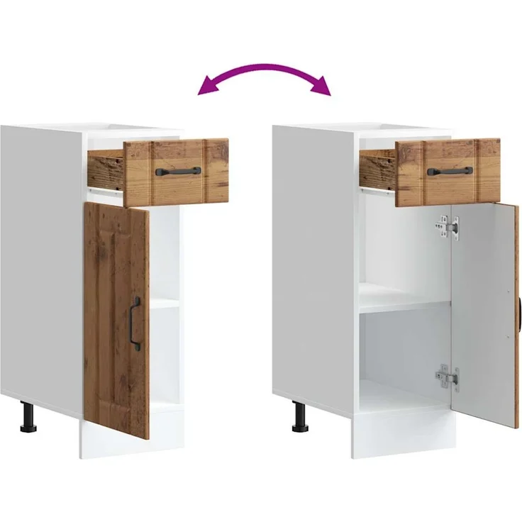 vidaXL Küchen-Unterschrank Lucca Altholz-Optik Holzwerkstoff 853705 – Bild 9