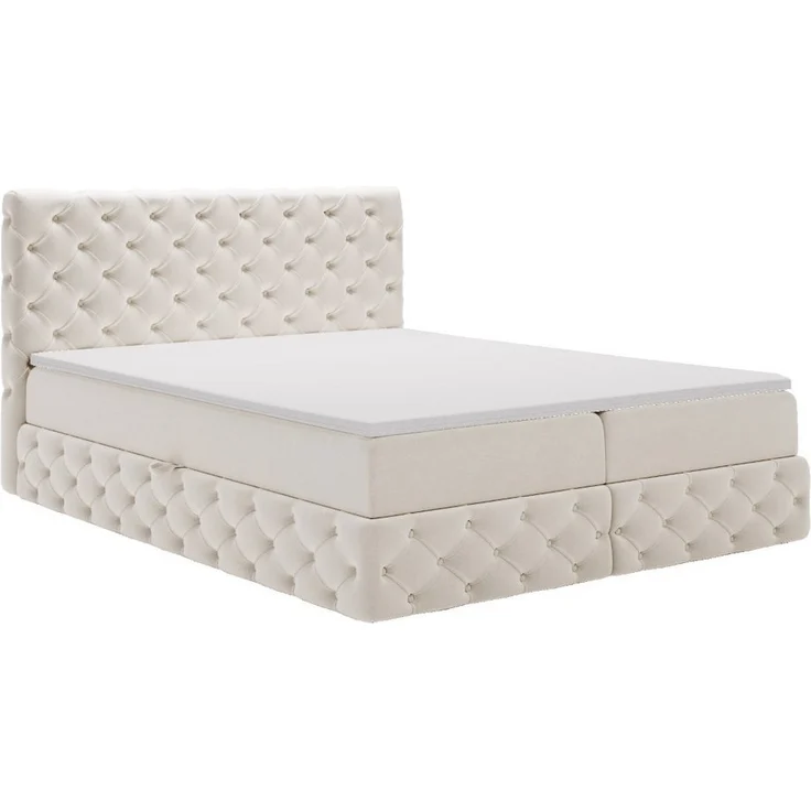 Kaiser Möbel Boxspringbett Chesterfield-Kontinentalbett Luxury Stoff Royal Velvet (Bett-Set mit Matratze und Topper), Bettkasten und Topper und Matratze – Bild 2