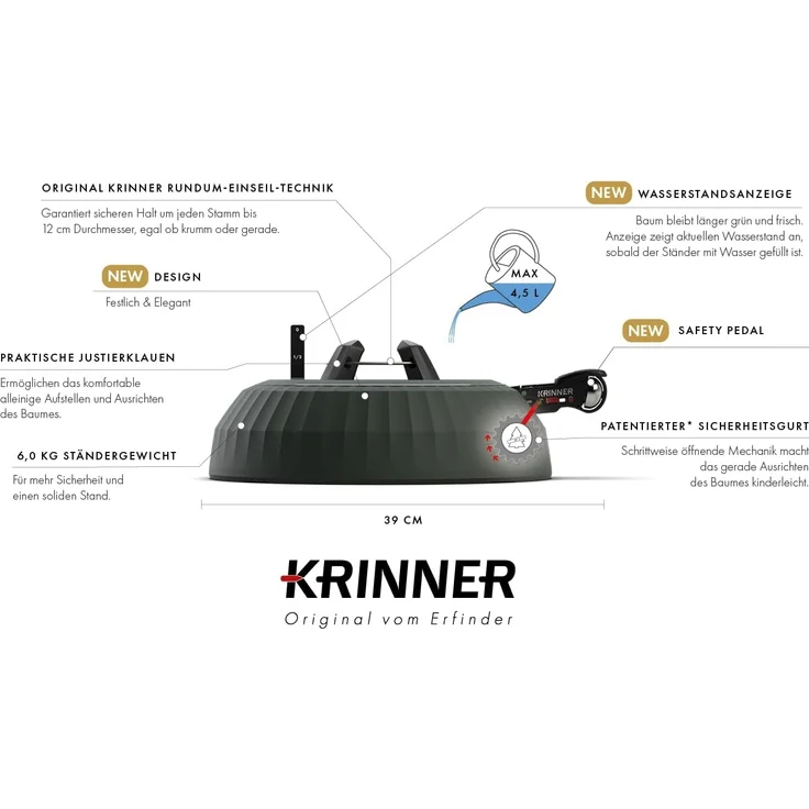 Krinner X-320 Deluxe Christbaumständer, bis 320 cm Baumhöhe, Stamm max. Ø 12 cm – Bild 5