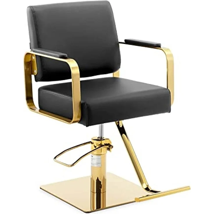 Physa Armlehnstuhl Friseurstuhl mit Fußstütze Barber-Stuhl 200 kg Otley Black Golden, Schwarz, Golden – Bild 1
