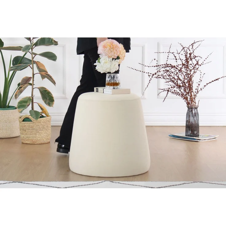 Hanah Home 'Broch - Cream' Pouffe, Creme, 40 x 44 x 40 cm – Bild 4
