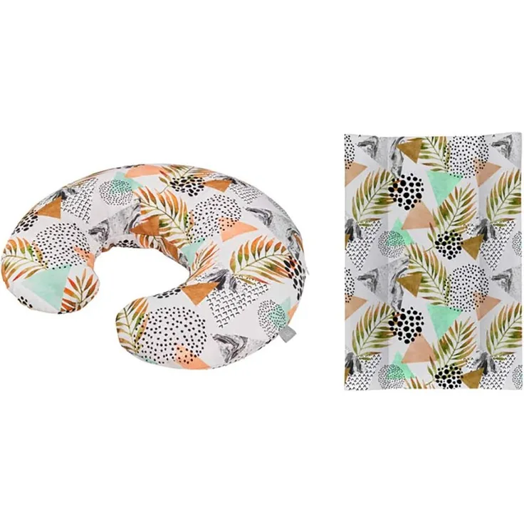 Rotho Babydesign Stillkissen-Set Mini, 180x33 cm, Inkl. Keilwickelauflage, 70x50 cm, ab 0 Monate, Modern Paradise