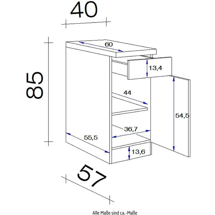Flex-Well Unterschrank Morena (B x H x T) 40 x 85 x 60 cm – Bild 3