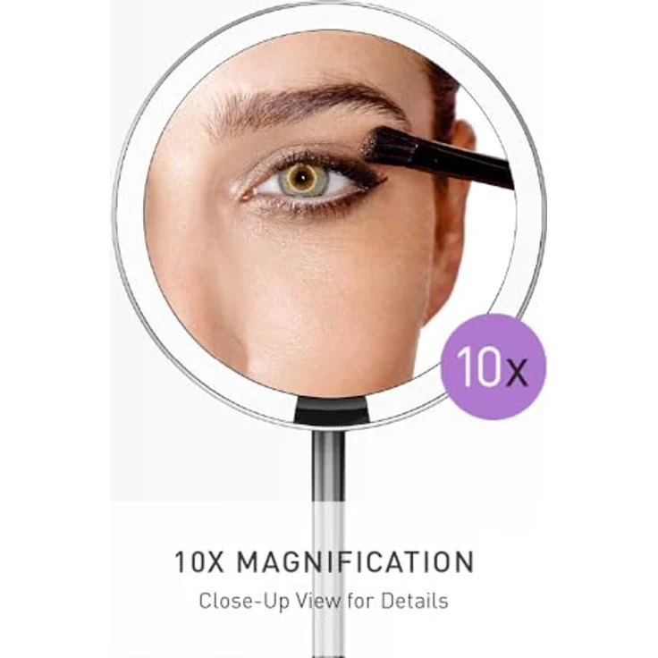 simplehuman ST3004, Faltspiegel mit Sensor, 10-fache Vergrößerung, beleuchtet, gebürsteter Stahl, 5 Jahre Garantie – Bild 4