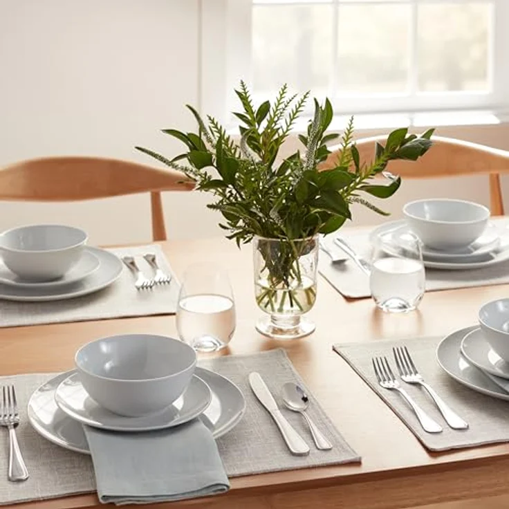AmazonBasics Geschirrservice, 18-teilig, Weißes Porzellan Coupe, für 6 Personen – Bild 10