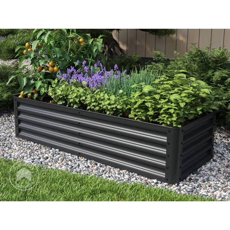 PRIMEYARD Hochbeet LUCA anthrazit Stahlkonstruktion 150x60x35 cm – Bild 1