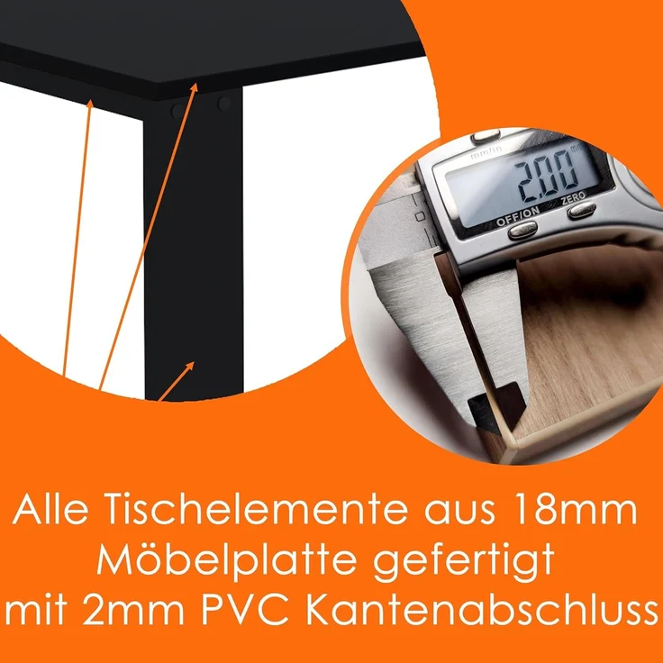 AKKE Esstisch, Esszimmertisch LOFT Schwarze Beinen Küchentisch Bürotisch 2mm-PVC – Bild 6