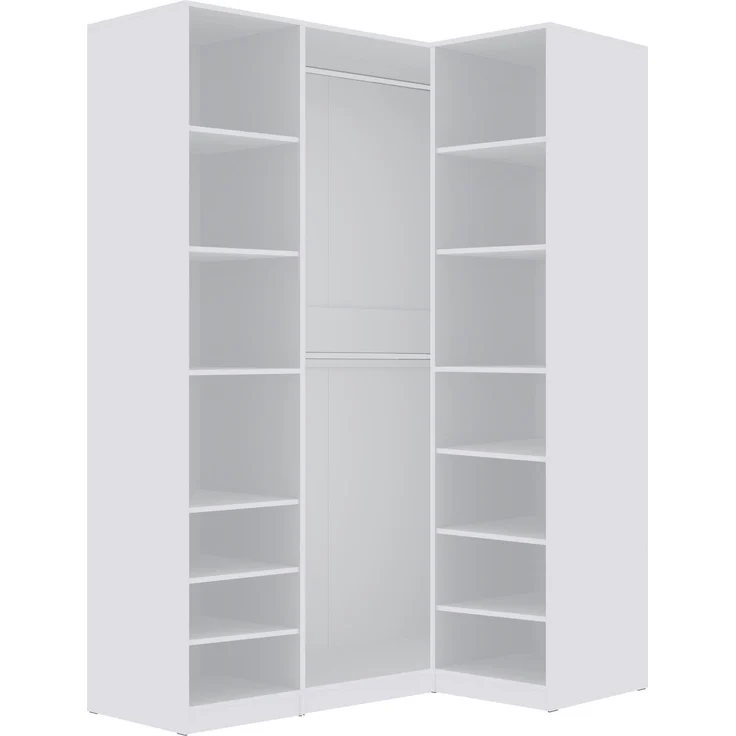 Marmex Möbel TRES SET G(B) Garderobenschrank-Set, Einbaukleiderschrank ohne Türen, Kleiderschrank mit Ablagen, Kleiderstangen, laminierte Spanplatte, weiß, 200x206x51 cm – Bild 4