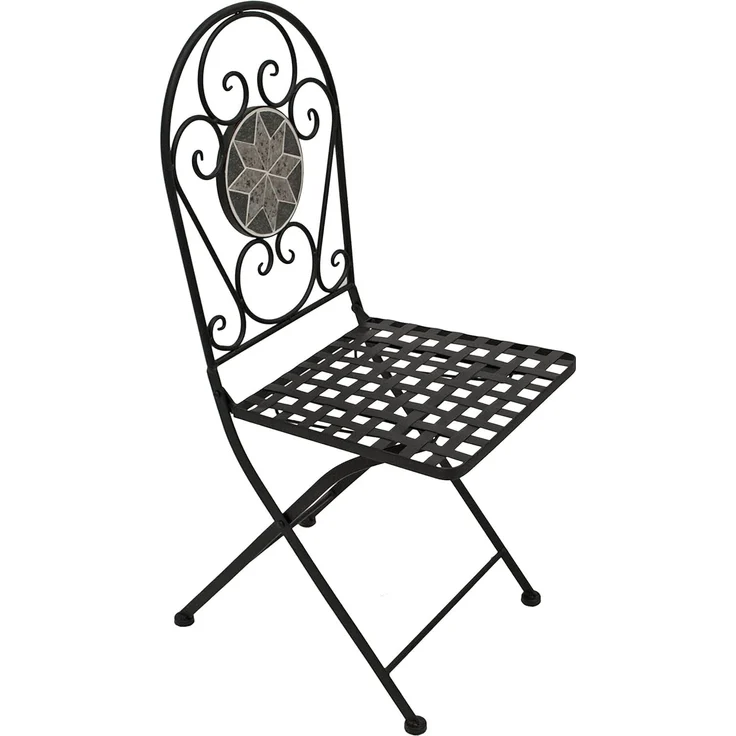 DEGAMO SIENA Balkonklappstuhl, Metall + Mosaik, schwarz/grau, 40cm 2-er Set – Bild 4