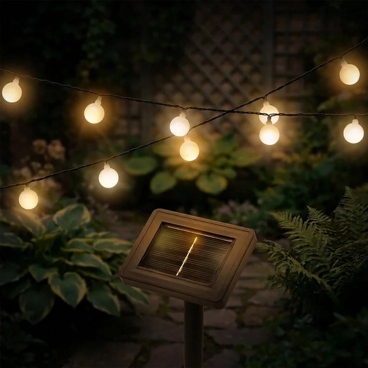 Spetebo LED-Lichterkette Lichterkette 290 cm für Außen mit 30 mini Kugeln, 30-flammig, Automatische Einschaltung bei Dämmerung – Bild 5