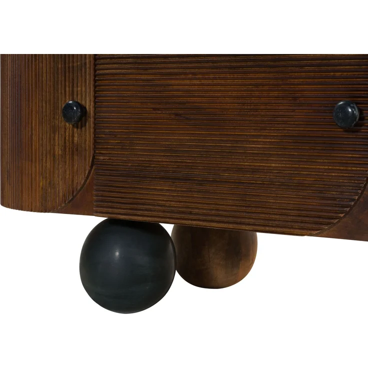 TV-Board Mango 180 x 40 x 50 dunkelbraun lackiert / Marmor schwarz FLORENZ #200 – Bild 6