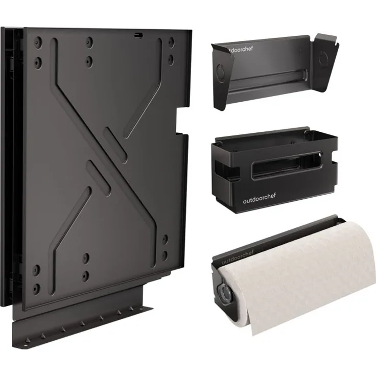 Outdoorchef HEAT Organizer - 4 tlg. mit Universalhalter, Küchenrollenhalter, Abfallbeutelhalter und Trennwand - magnetisch (für HEAT Grills, außer X-345)