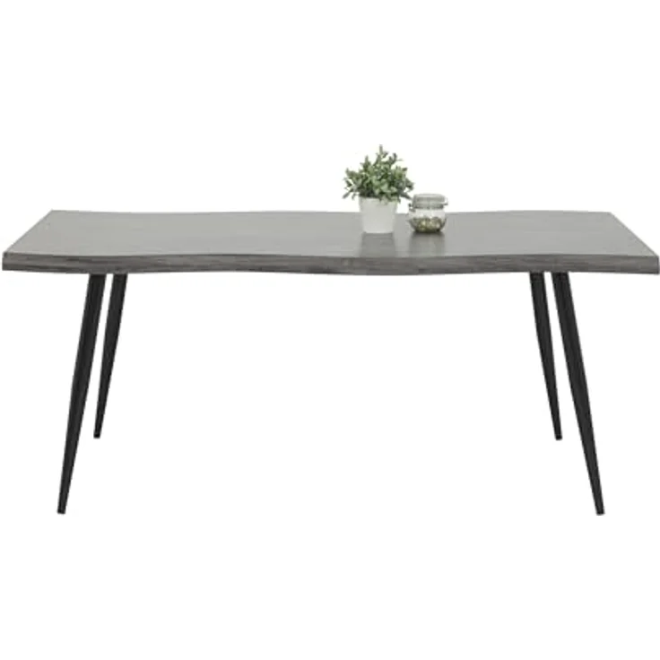 Hela Tische, Esstisch Gabi, Tischplatte 46mm mit Baumkantenoptik Grau, Metallgestell Schwarz, 180x100 cm – Bild 4