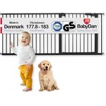 Extrabreit / Flur / Treppenabsatz / Küche / Treppen- und Babydruckschutzgitter 177,8-183 cm / 70"-72" Schwarz