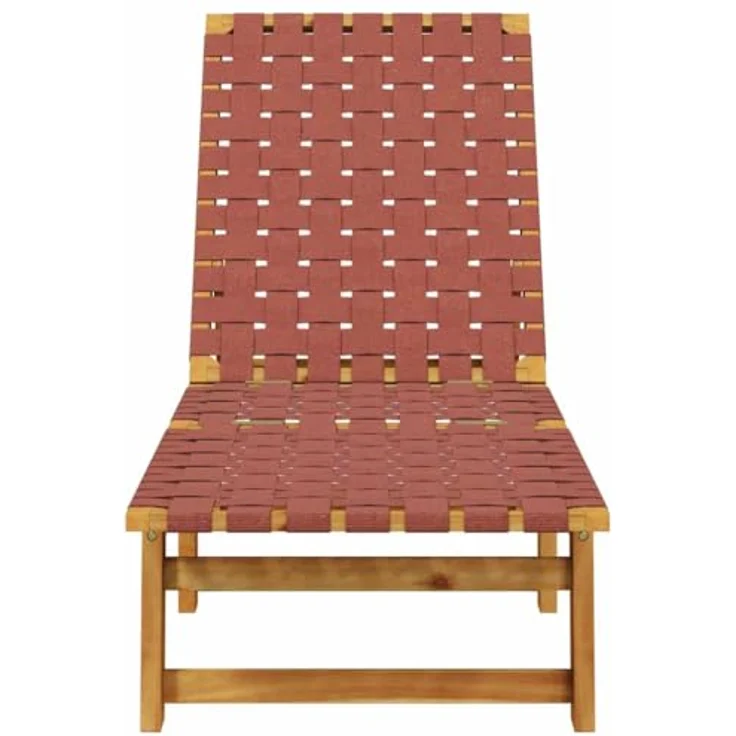 vidaXL Sonnenliege Rot, Massivholz Akazie mit verstellbarer Rückenlehne und atmungsaktiver Sitzfläche aus Olefin-Fasern – Bild 4