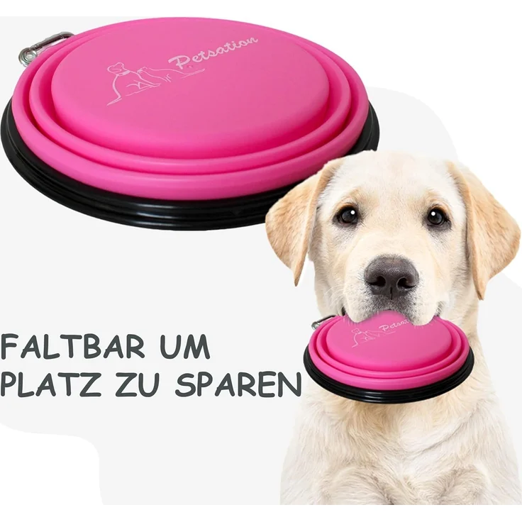 PETSATION Hundenapf faltbar (2x350 ml), Silikon rosa – Bild 3