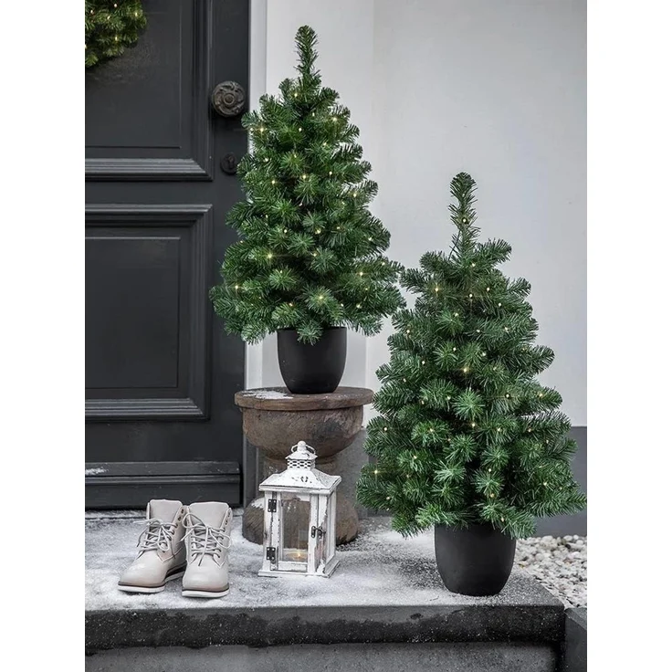 Weihnachtsbaum künstlich mit Beleuchtung 90 cm Topf LED Lichterkette Warmweiß – Bild 3