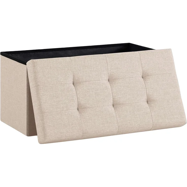 Zedelmaier Sitzbank mit Stauraum, Polsterbank, Sitztruhe, belastbar bis 300 kg, Beige, 38 x 38 x 76 cm