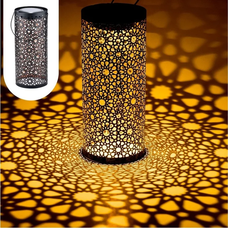 Marrakesch Orient & Mediterran Interior LED Solarleuchte Orientalische Solarlaterne Laterne Lampe Balkon Garten Noum Schwarz, LED fest integriert, Handarbeit – Bild 5