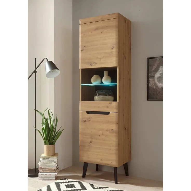 INOSIGN Vitrine Torge, Hochschrank, Glasvitrine, Standvitrine, Vitrinenschrank (1-St) in drei verschiedenen Farben verfügbar, Glastür & -boden, 53 cm breit