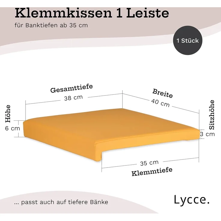 Lycce Bankauflage Klemmkissen, Sitzkissen 1 Leiste, 35cm Klemmtiefe, weich gepolstert, (1 St), verrutscht nicht, hochwertiger Kunstlederbezug, verschiedene Farben – Bild 3