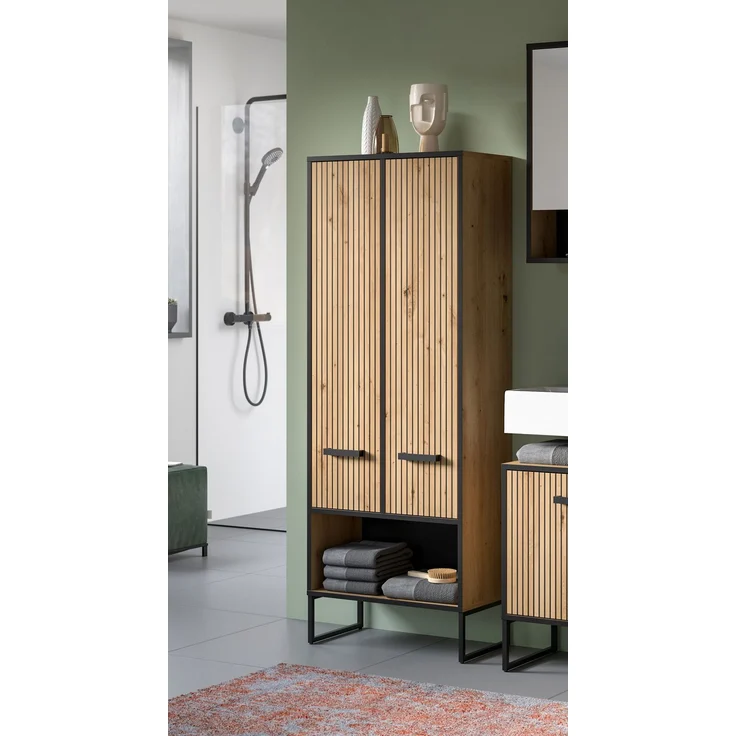 Bagno Hochschrank breit in Artisan Oak Nachbildung – Bild 6
