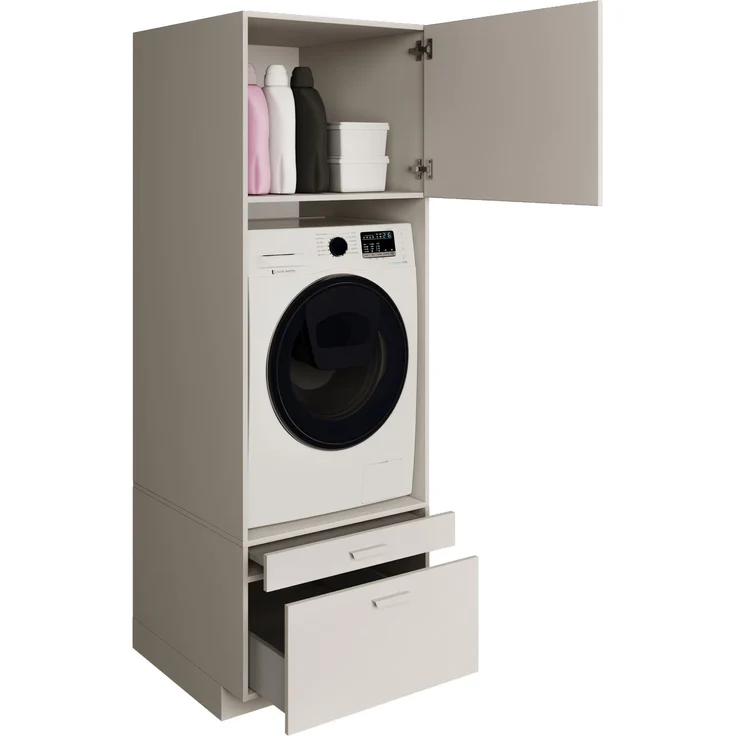 Selsey 'Holv' Waschmaschinenschrank 68 cm, für 1 Gerät, mit Schublade und Einlegeboden, Kaschmirgrau – Bild 4