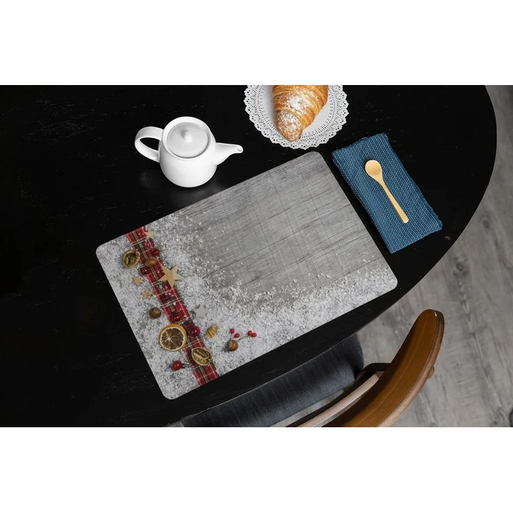 matches21 HOME & HOBBY Platzset Abwaschbare Tischsets 6er Set Weihnachten Deko & Holz, (6-St), Platzsets als Tisch-Untersetzer und Tisch-Deko für Esstisch Teller – Bild 3