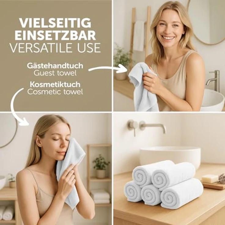 Blumtal Gästehandtücher 30x30cm - weich und saugstark, Frottee (12-St), 12er und 24er Set, 100% Baumwolle – Bild 5