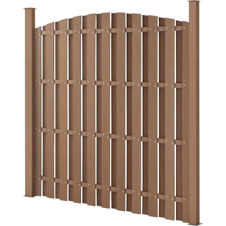 WPC Gartenzaun mit Rundbogen (165-185)x376 cm Braun [neu. holz] – Bild 3